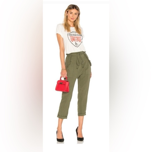 Olive Green High-Waisted Pants - Picture 1 of 8